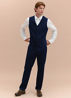 front James Blue Structured Stretch Suit Vest