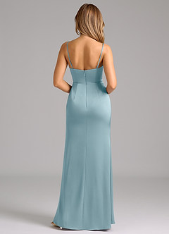 Azazie Aimee Brautjungfernkleider A-Linie Herzausschnitt Stretch-Satin Kleid Stimmungsvolles Blau image2