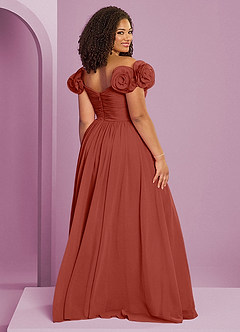 Barbie ♥ Azazie Brautjungfernkleider Wandelbar A-Linie Schulterfrei Chiffon Kleid Terrakotta image19