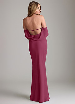 Azazie Lusinda Bridesmaid Dresses Mulberry Mermaid Off the Shoulder Chiffon Convertible Dress image2