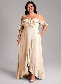 Azazie Lyra Bridesmaid Dresses White Alabaster A-Line Chiffon Convertible Dress image11