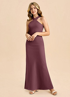 Azazie Doretta Junior Robe Fourreau en Mousseline de soie Plissée Sangria image5