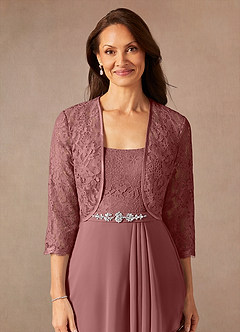 Azazie Ainsling Kleider für die Brautmutter A-Linie Quadratischer Ausschnitt Spitze Chiffon Kleid Wüstenrose image8