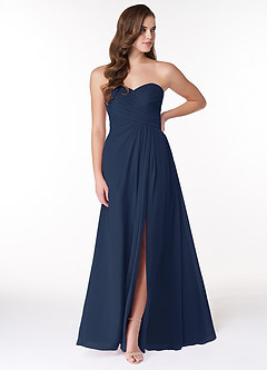 Azazie Arabella Allure Bridesmaid Dresses Dark Navy A-Line Sweetheart Neckline Chiffon Convertible Dress image1