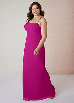 Azazie Tayla Bridesmaid Dresses Fuchsia Sheath Square Neckline Chiffon Dress image8