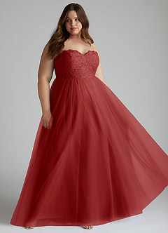 Azazie Roni Bridesmaid Dresses Rust A-Line Sweetheart Neckline Tulle Convertible Dress image7