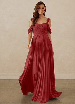 Christian Siriano Bridal for Azazie 1013 Bridesmaid Dresses Rust A-Line Off the Shoulder Chiffon Dress image9