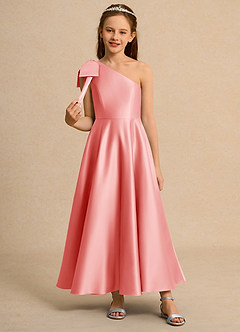 Azazie Guppy Junior Formal Flower Girl Klänningar Klä A-Line i Matt satäng Ena axeln image3