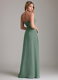 Azazie Terese Vestidos de damas de honor Vestido de Eucalipto de Gasa de Corte en A con Plisado image2