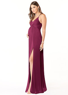 Azazie Annabelle vestidos de dama de honor de maternidad Vestido de Corte En A Cuello en V plisado Hasta el suelo Malla image4