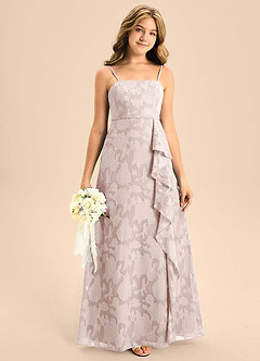 Azazie Kaylee Junior Vestido de Rosa Rubor de Devorado Floral de Corte en A con Con cinturón image4