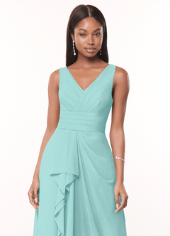 Azazie Julianna Brautjungfernkleider A-Linie Chiffon Kleid Aqua image5