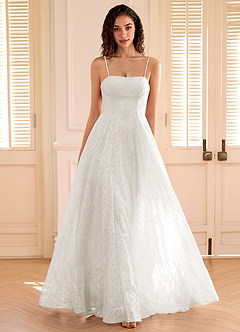 Gleavia Weiß Pailletten-Abendkleid in A-Linie image4