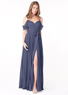 Azazie Lyney Jurken voor bruidsmeisjes Jurk van Chiffon met A-Lijn Off the Shoulder Stormachtig image1