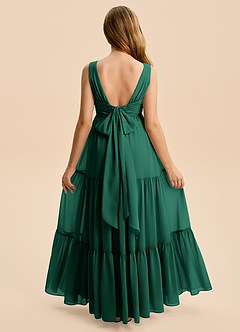Azazie Devon Junior Emerald A-Line Ruched Chiffon Dress image2