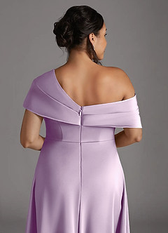 Azazie Milton Mother of the Bride Dresses Frosted Lilac A-Line Pleated Stretch Satin Dress image10