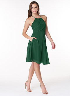 Azazie Adriana Bridesmaid Dresses A-Line Pleated Chiffon Knee-Length Dress image4