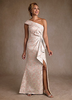 Azazie Hampton Mother of the Bride Dresses Dusty Rose Mermaid One Shoulder Jacquard Dress image4