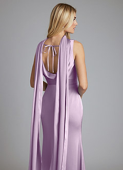 Azazie Tallie Bridesmaid Dresses Frosted Lilac Mermaid Pleated Stretch Satin Dress image3
