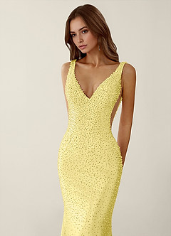 Roxana Lemon Sorbet V-neck Hot Rhinestones Corset Prom Dress image5