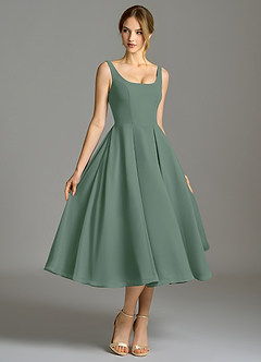 Azazie Amalie Jurken voor bruidsmeisjes Jurk van Chiffon met A-Lijn Geplooid Eucalyptus image3