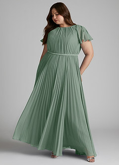 Azazie Kara vestidos de dama de honor modestos Vestido de Corte en A Plisado Hasta el suelo Gasa image12