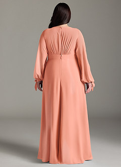 Azazie Matilda Brautjungfernkleider A-Linie Langarm Chiffon Kleid Sonnenuntergang image10