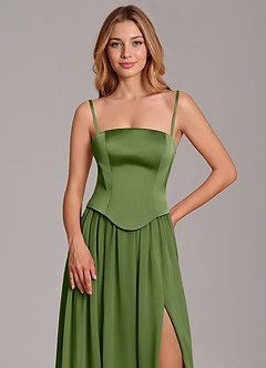 Azazie Cadence Bridesmaid Dresses Juniper A-Line Corset Stretch Satin Convertible Dress image2