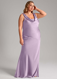 Azazie Rylina Abiti da Damigella Abito Sirena in Raso Elasticizzato Lilla Glassato image10