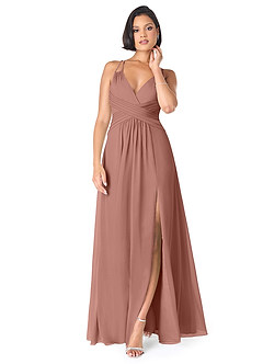 Azazie Farren Final Sale Cedar Rose A-Line Pleated Chiffon Convertible Dress image1