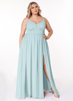 Azazie Rayna Bridesmaid Dresses Mist A-Line V-Neck Pleated Chiffon Dress image7