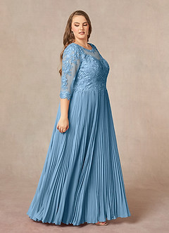 Azazie Corinne Mother of the Bride Dresses Steel Blue A-Line Sequins Chiffon Dress image11