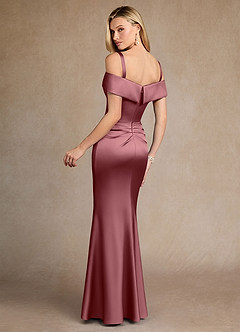 Azazie Laredo vestidos de madre de la novia Vestido de Rosa Del Desierto de Satén Elástico de Sirena con Vestidos sin tirantes image4