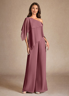 Azazie Halima Mother of the Bride Dresses Desert Rose Jumpsuit/Pantsuit Side Slit Chiffon Dress image7