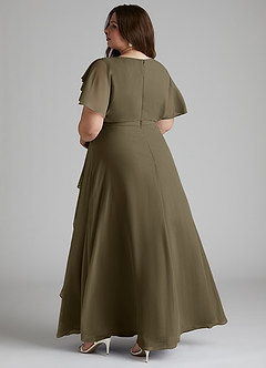 Azazie Aaliyah Modest Bridesmaid Dresses A-Line Scoop Pleated Chiffon Floor-Length Dress image9