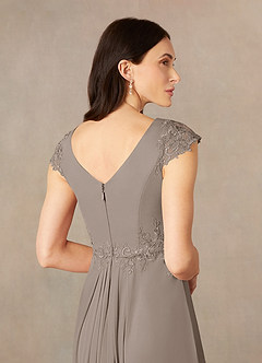 Azazie Janie Mother of the Bride Dresses Taupe Mermaid Lace Dress image5