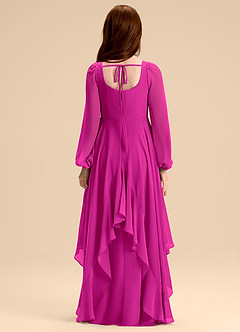 Azazie Clara Junior Abito A-Line in Chiffon Blusa Fucsia image2