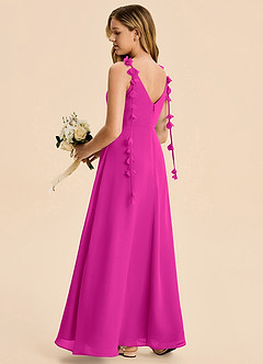 Azazie Gumdrop Junior Vestido Fucsia de Gasa de Imperio con Plisado image4