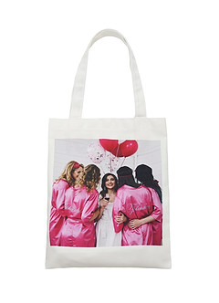 front Sacola de lona com foto personalizada