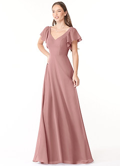 Azazie Syenna Bridesmaid Dresses Dusty Rose A-Line Ruched Chiffon Dress image4