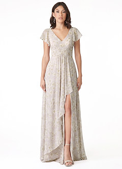 Azazie Omari Brautjungfernkleider A-Linie Chiffon Kleid Flieder Verträumt Blumig image1