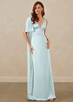 Christian Siriano Bridal for Azazie 1011 Bridesmaid Dresses Sea Glass Mermaid Bow Stretch Satin Dress image5