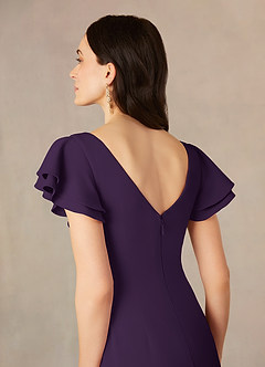 Azazie Peppermint Mother of the Bride Dresses Plum Mermaid Scoop Ruched Stretch Crepe Dress image5