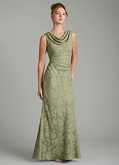 Azazie Kieryn Bridesmaid Dresses Pistachio Mermaid Pleated Floral Burnout Dress image10