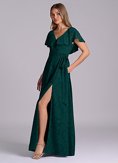 Azazie Lainey Vestidos de damas de honor Vestido de Pino de Devorado Floral de Corte en A con Con bolsillos image6