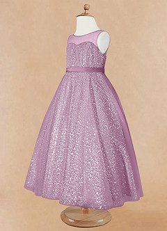 Azazie Siwa Flower Girl Dresses Wisteria A-Line Beaded Tulle Dress image7