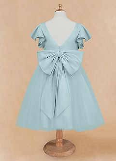Azazie Kaeya Flower Girl Dresses Mist A-Line Bow Tulle Dress image6