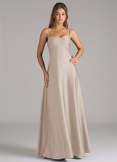 Azazie Valentine Robes de demoiselle d'honneur Robe Trapèze en Satin extensible Corset Givre image3