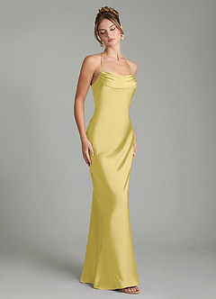 Azazie Mae Bridesmaid Dresses Canary Mermaid Pleated Stretch Satin Dress image5