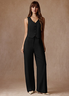 front Rowan Negro Pantalones de rendimiento de tejido refinado